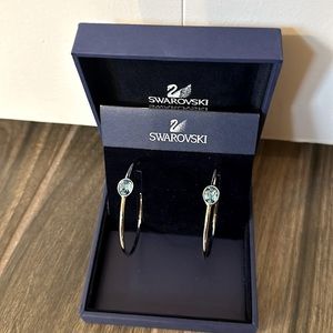 VTG Swarovski Crystal Hoop Earrings LT Blue/Silver